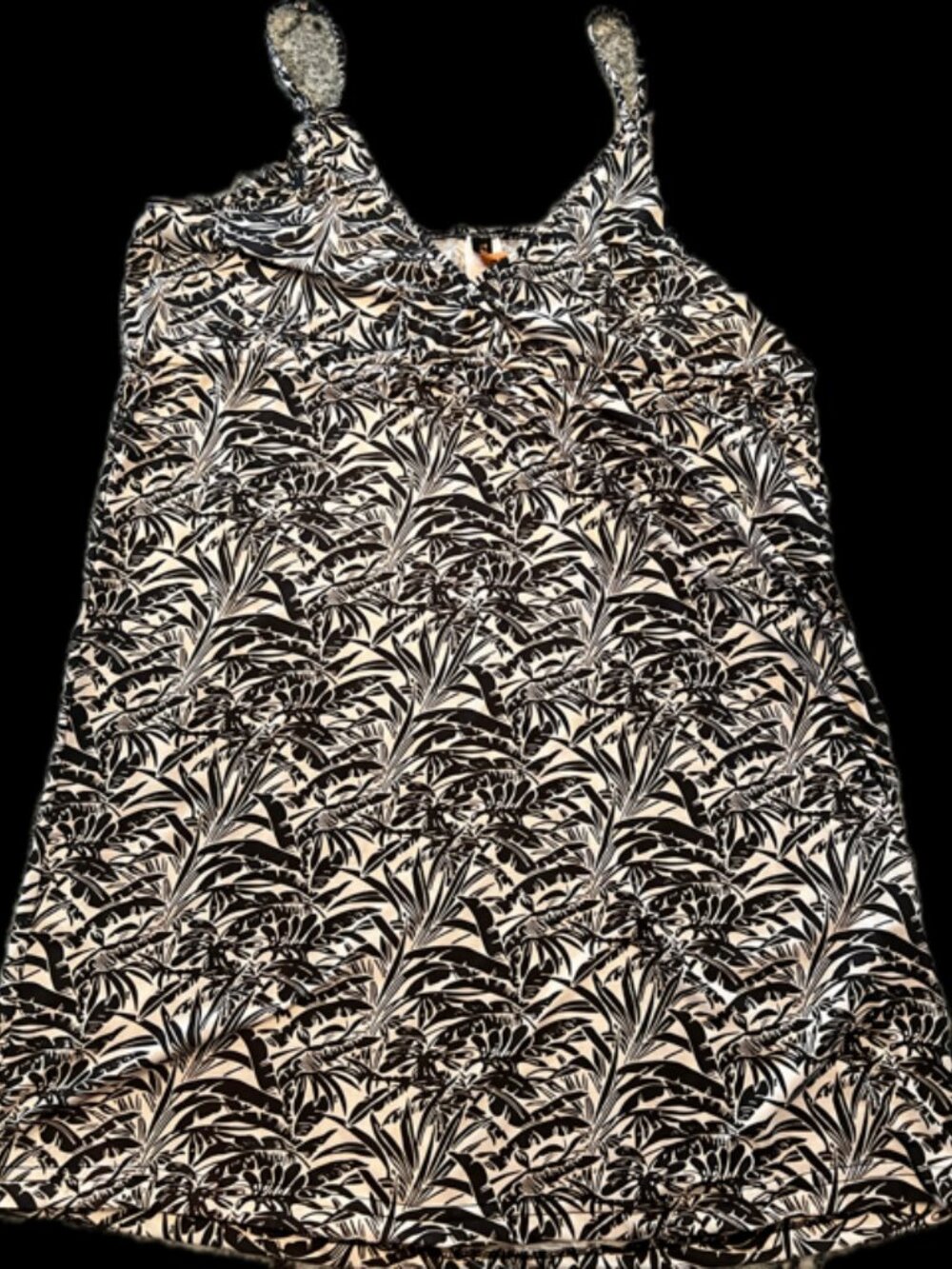 Raya Sun Tropical Palm Leaf Cami Dress Womens XL Black White Casual Summer